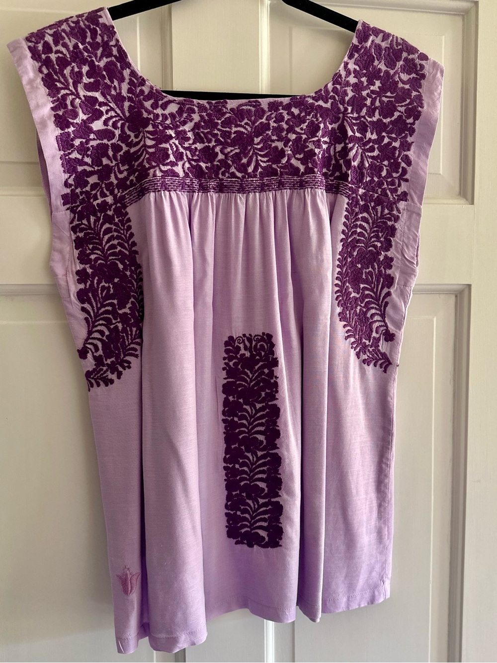 Purple J Marie Embroidered Tate Top with Dark Purple Floral. Gameday!